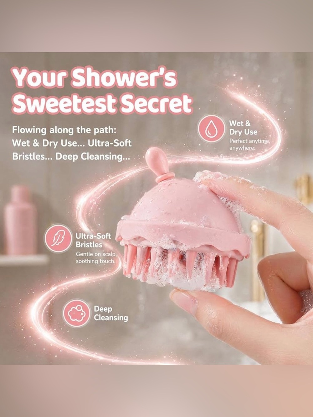 7/$70 Ice Cream Shampoo Brush with Mirror, Dual-Function Scalp Massage 🔖